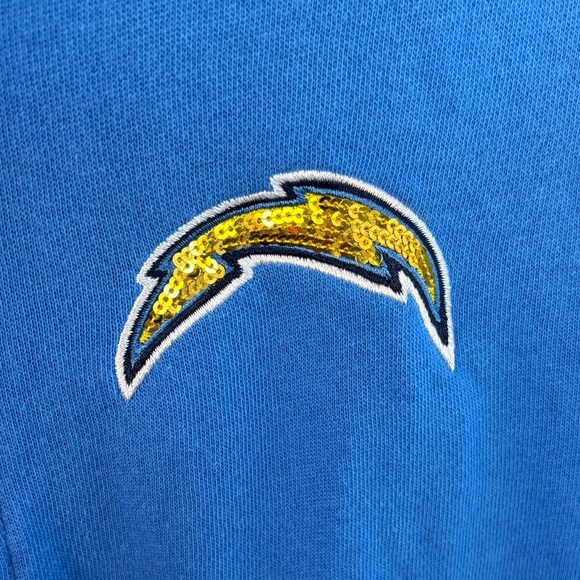 PINK Victoria's Secret NFL Charger Blue Half Zip Sequins Embroidered Sweatshirt - Picture 4 of 7